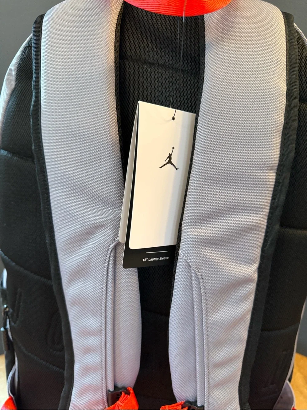 Jordan Grey and Black Backpack with Red Jumpman Accent